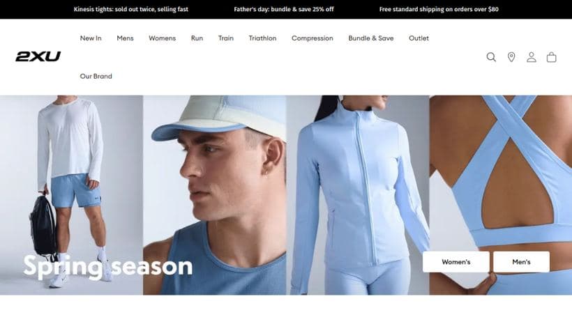 2XU storefront, a client of Convert Digital