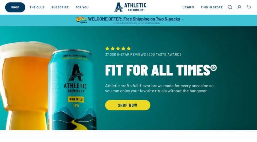 Athletic Brewing storefront, a client of Wonderful