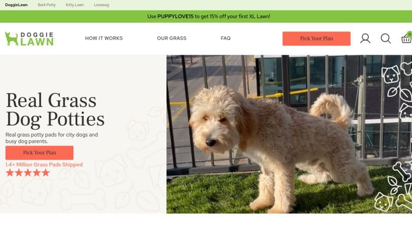 DoggieLawn storefront, a client of Praella