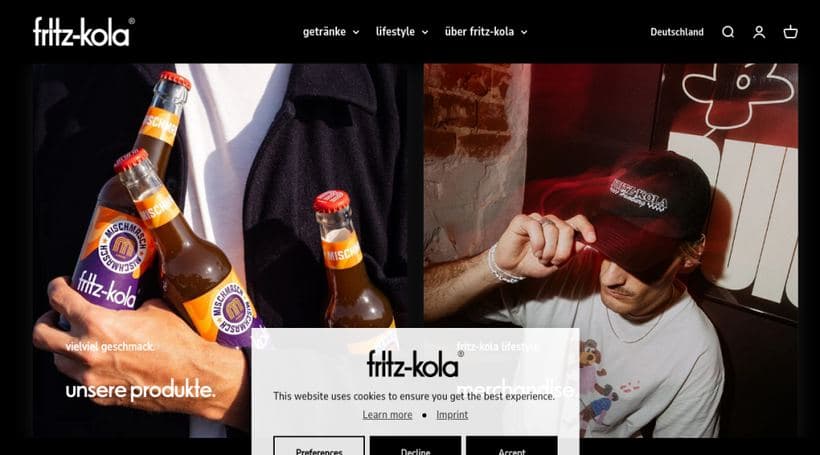 fritz-kola storefront, a client of Tante-E GmbH