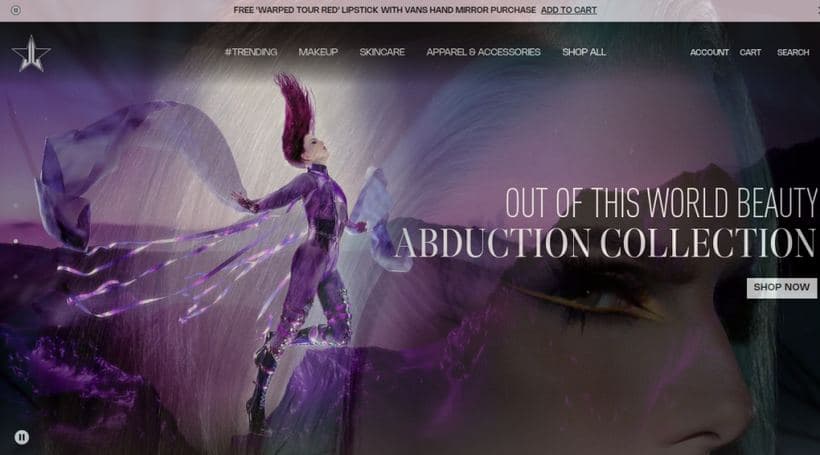 Jeffree Star Cosmetics storefront, a client of Weberous