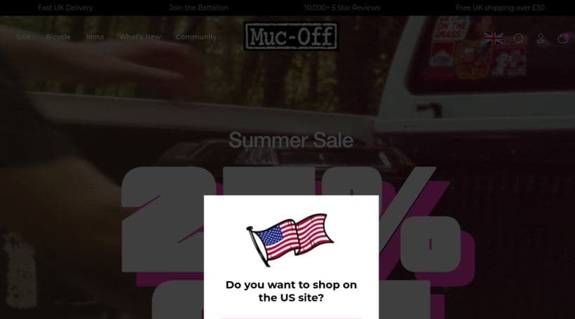 Muc-Off storefront, a client of Charle