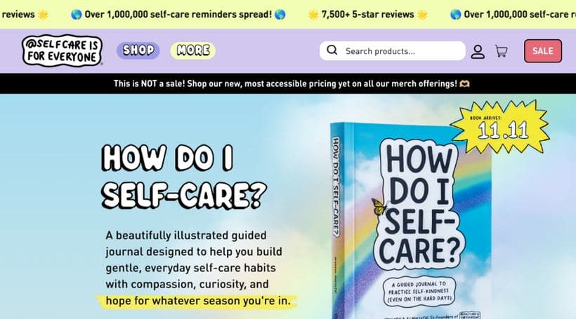 Self Care Is For Everyone storefront, a client of Shugert