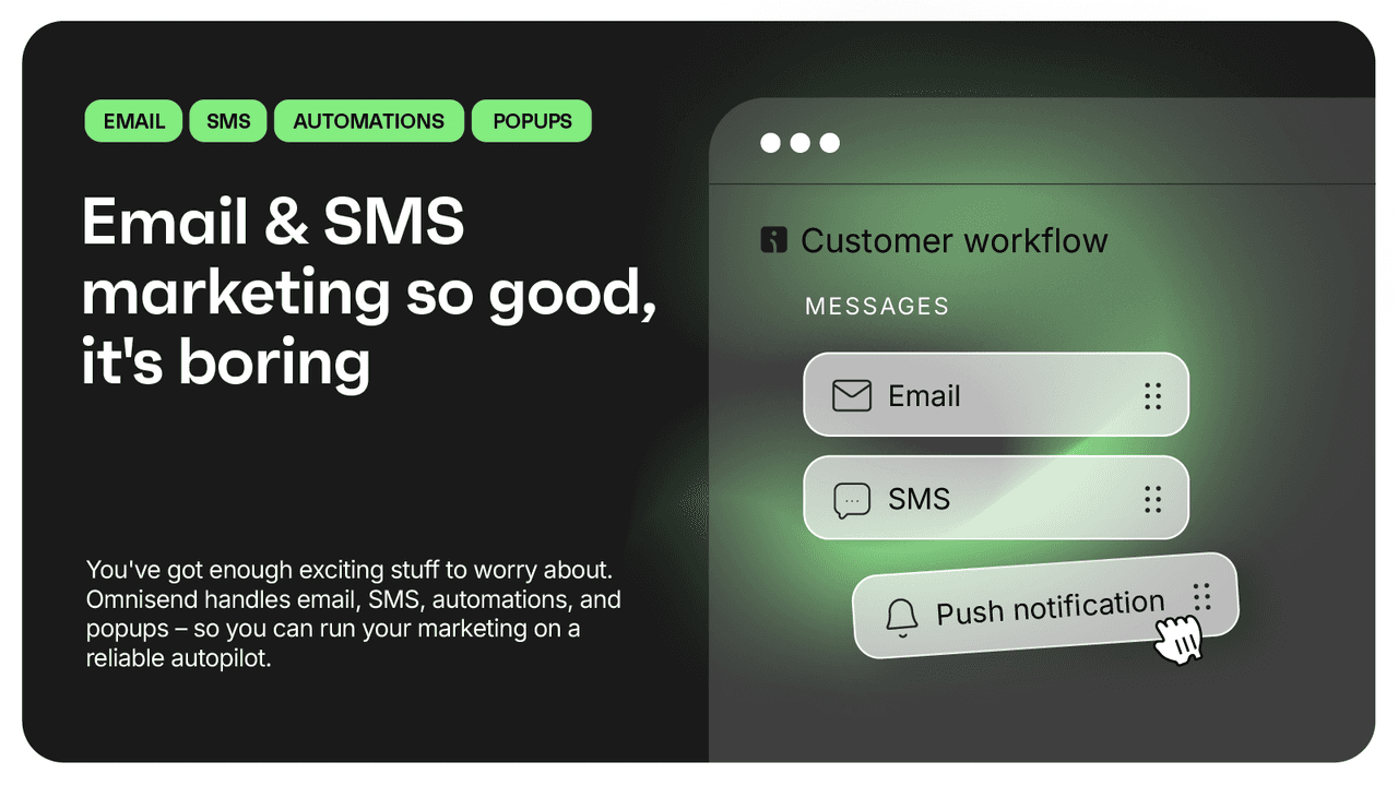 Omnisend omnichannel email and SMS abandoned cart automation on one plan.