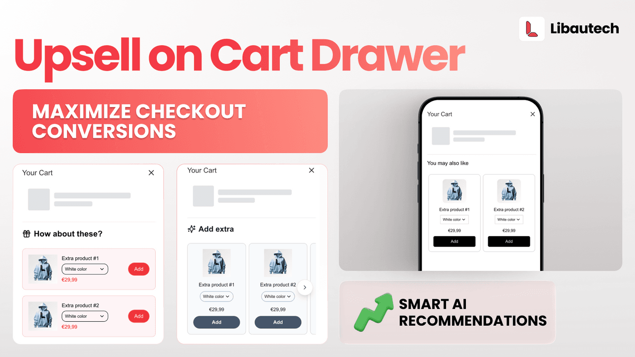 Libautech Bundles and Upsell showing a cart drawer upsell offer.