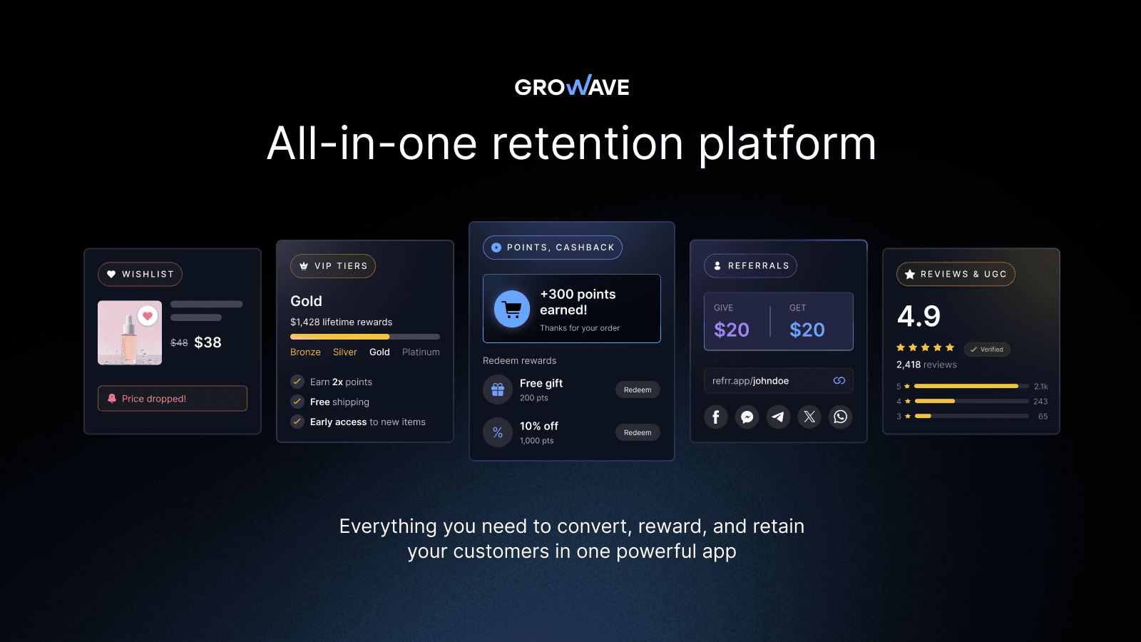 Growave shown on its Shopify App Store listing.