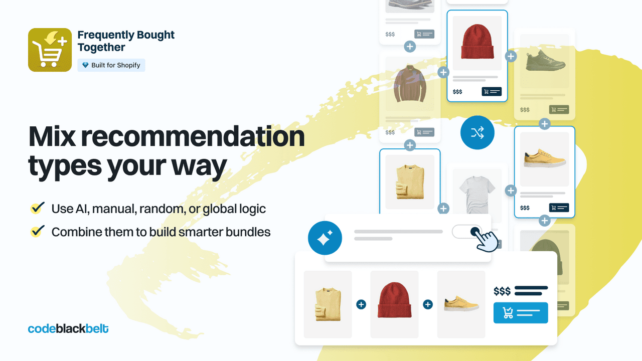 Frequently Bought Together by Code Black Belt showing AI recommendations in one widget.