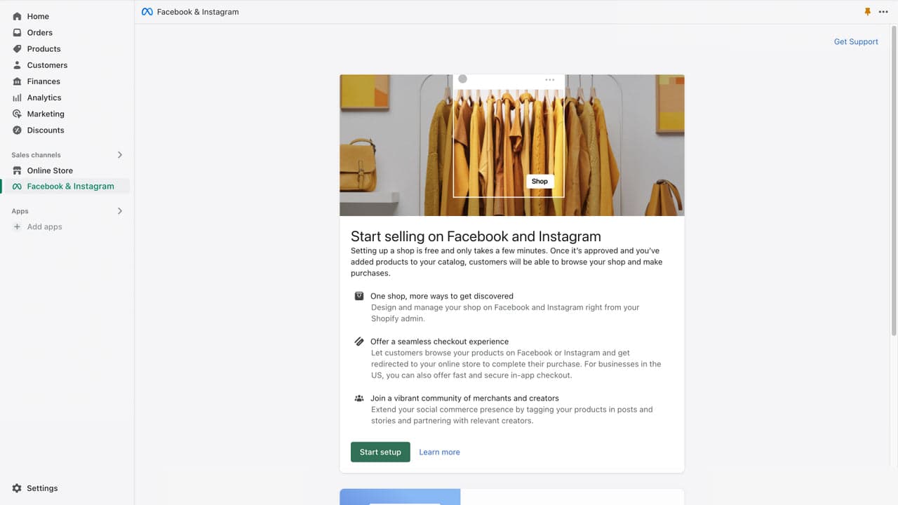 Facebook & Instagram by Meta connecting a Shopify catalog to Meta Commerce Manager.