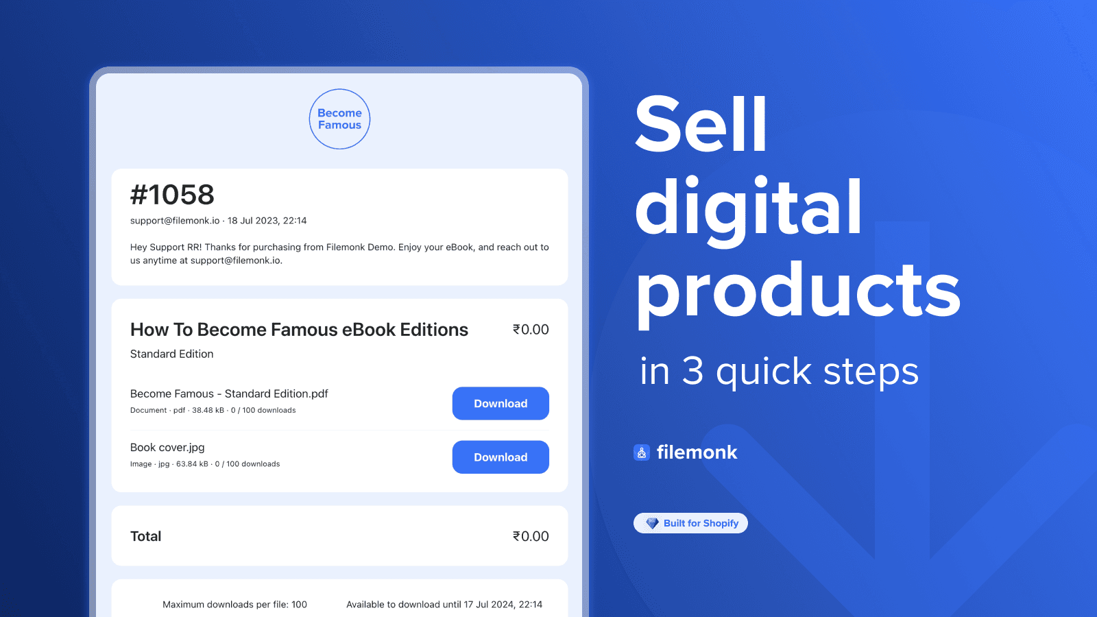Digital Downloads shown on its Shopify App Store listing.