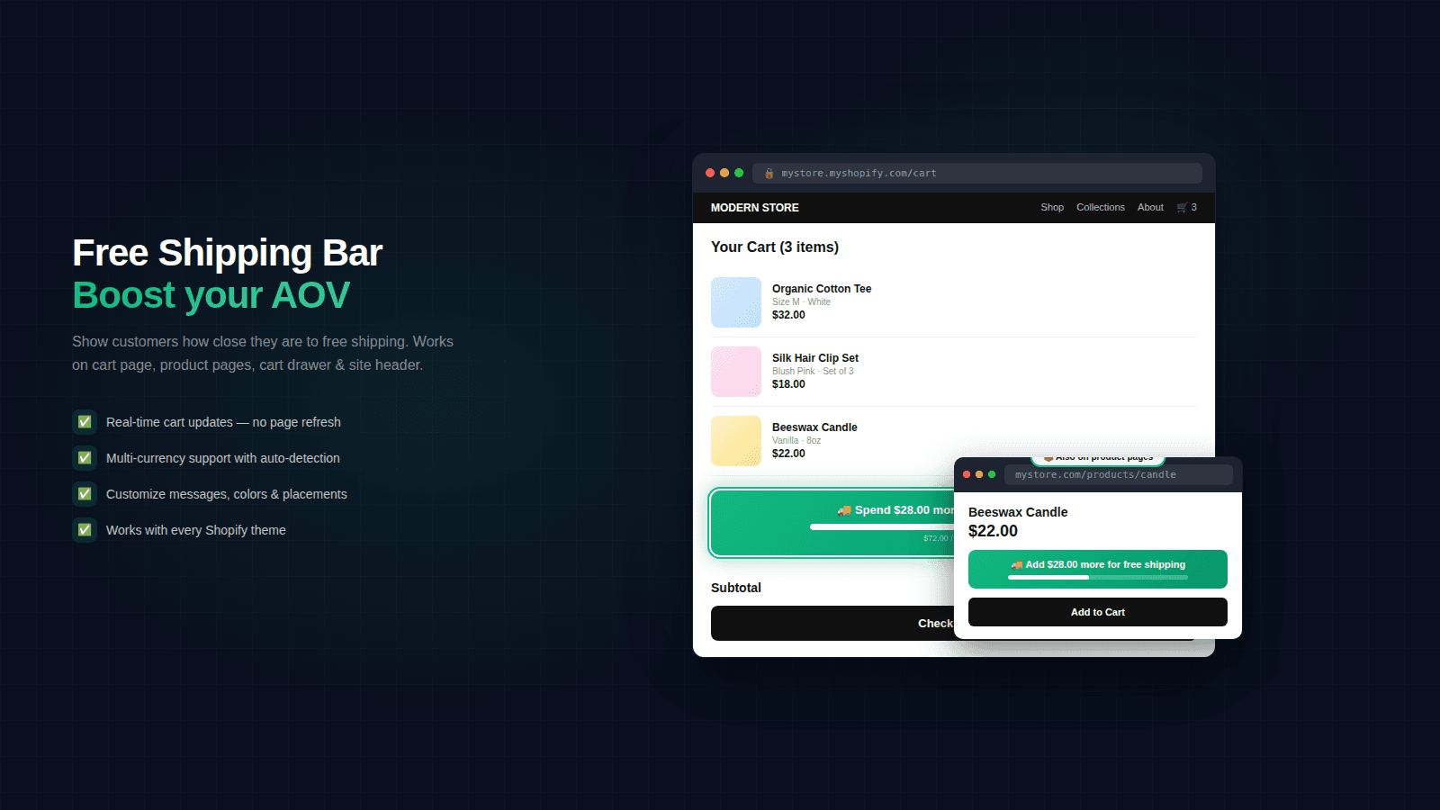TicTac Countdown Timer Bar shown on its Shopify App Store listing.