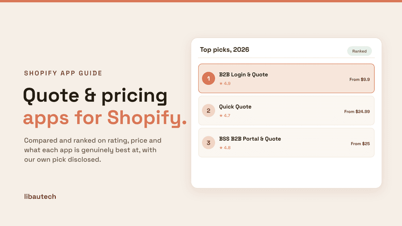 Ranked top Best Shopify Pricing Quote Apps for 2026 with ratings and prices.