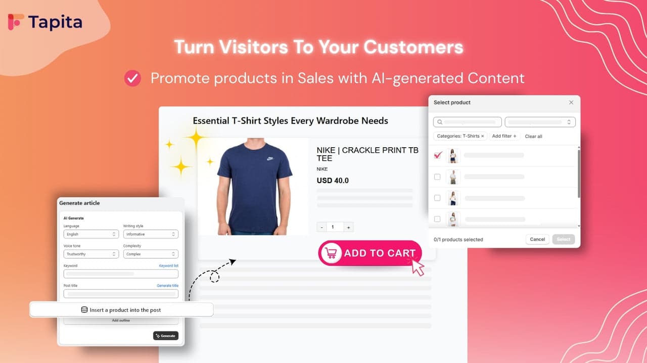 Tapita SEO AI Blog Builder combining AI writing with layout design.
