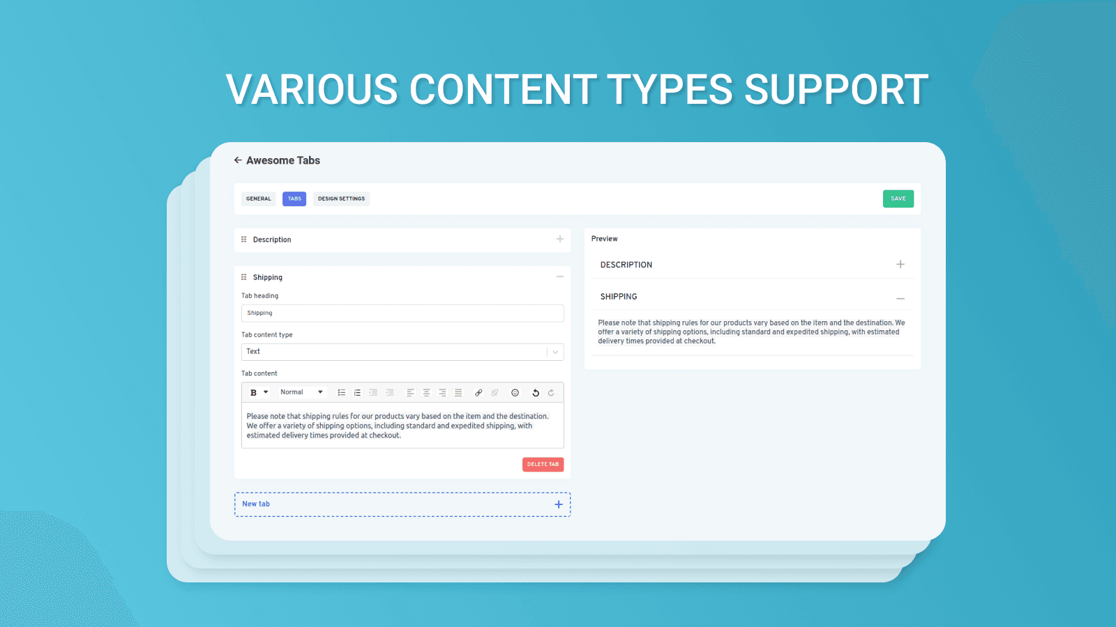 Advanced Product Tabs shown on its Shopify App Store listing.