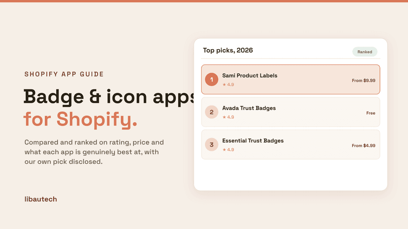 Ranked top Shopify badge and icon apps for 2026 with ratings and prices.