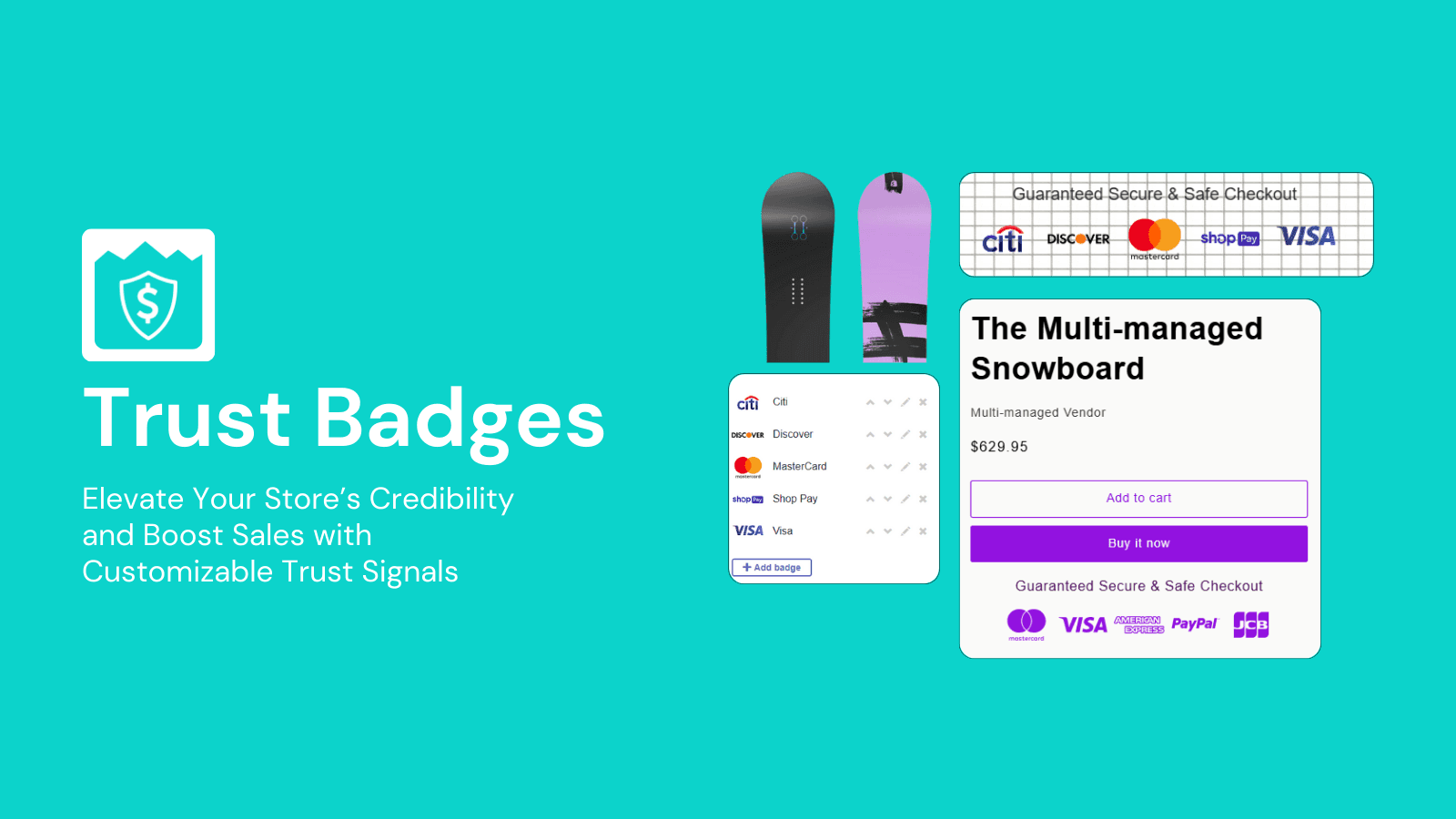 Trust Badge Master shown on its Shopify App Store listing.