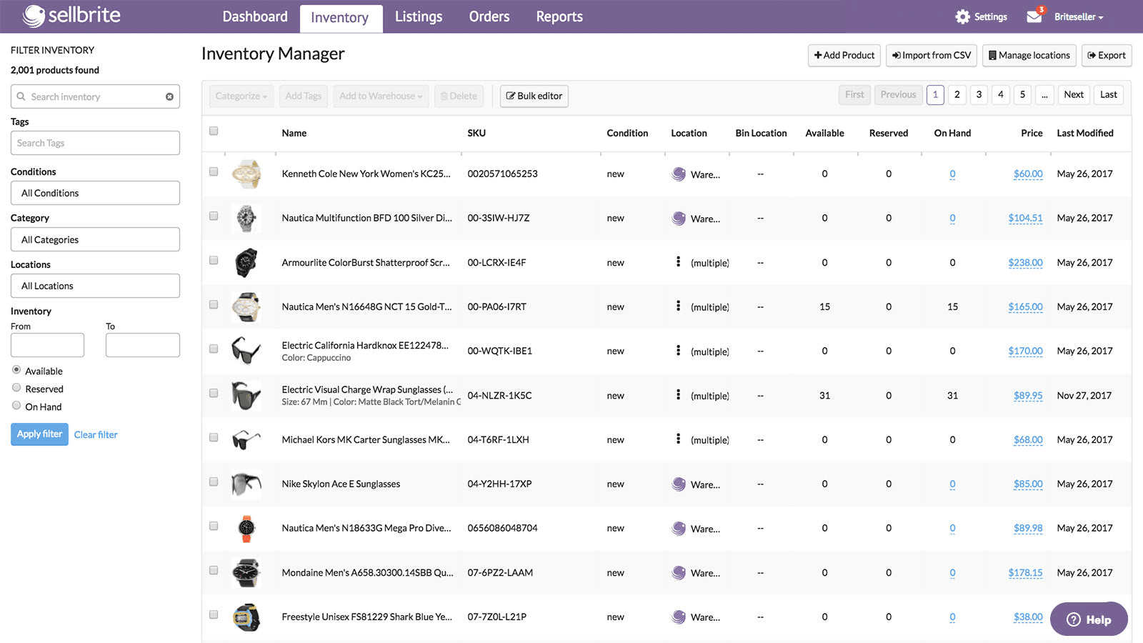 Sellbrite shown on its Shopify App Store listing.
