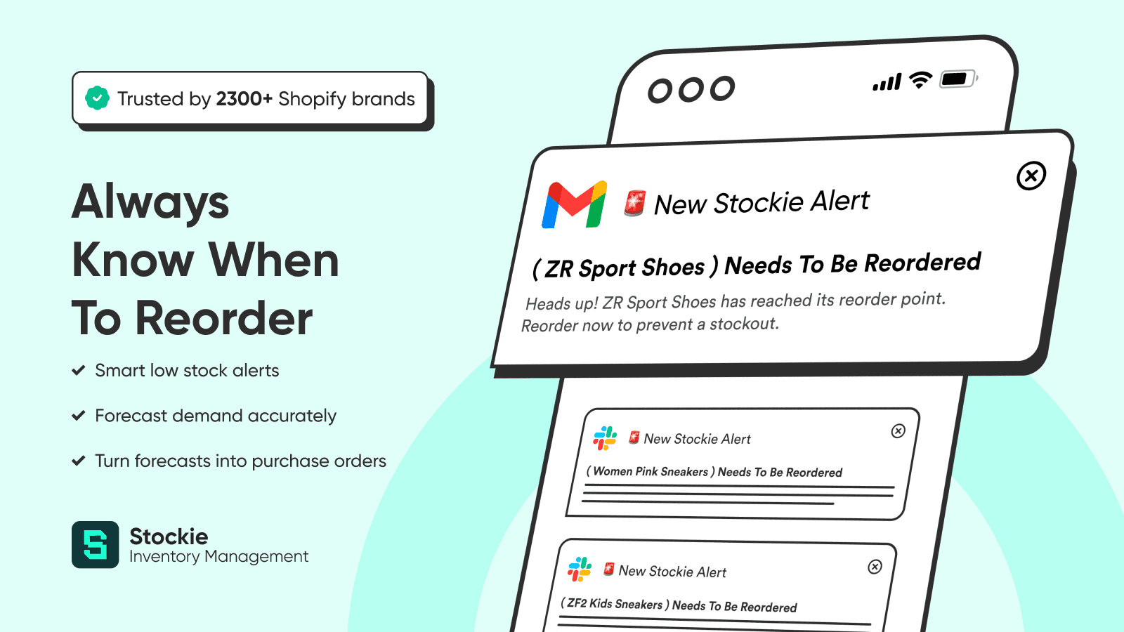 Stockie Inventory Management shown on its Shopify App Store listing.
