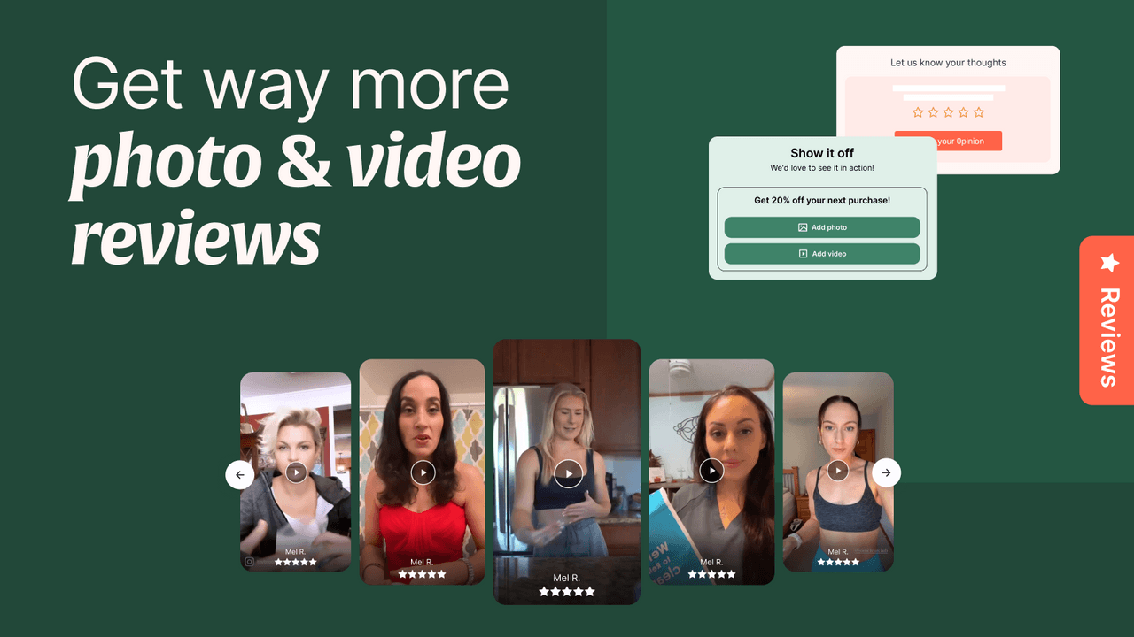 Loox photo and video product reviews displayed on a Shopify product page.