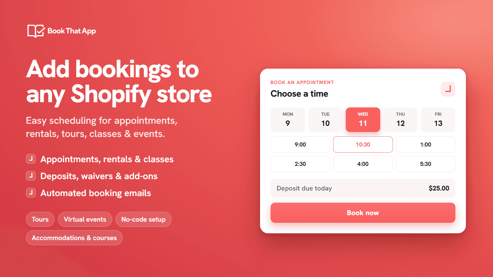 BookThatApp by Zetya shown on its Shopify App Store listing.