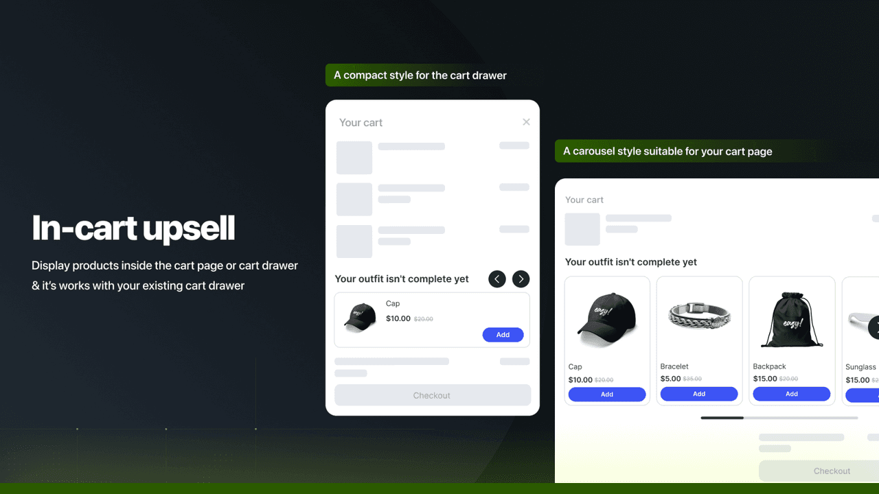 Selleasy showing frequently bought together and add-on cross-sell widgets.