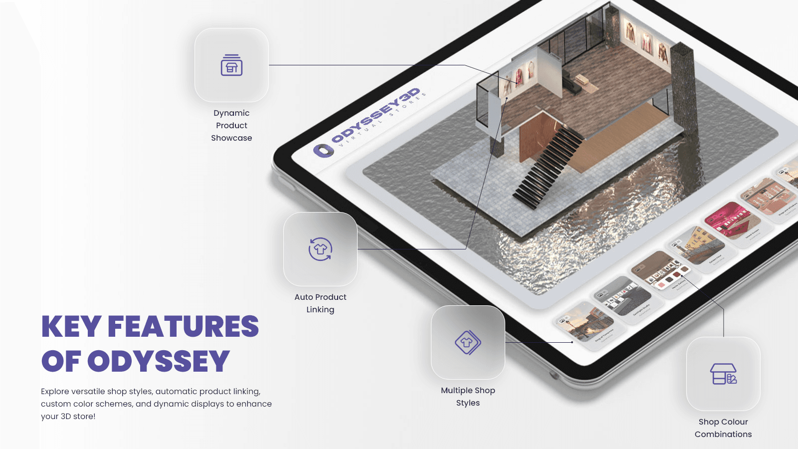 Odyssey 3D Virtual Stores shown on its Shopify App Store listing.