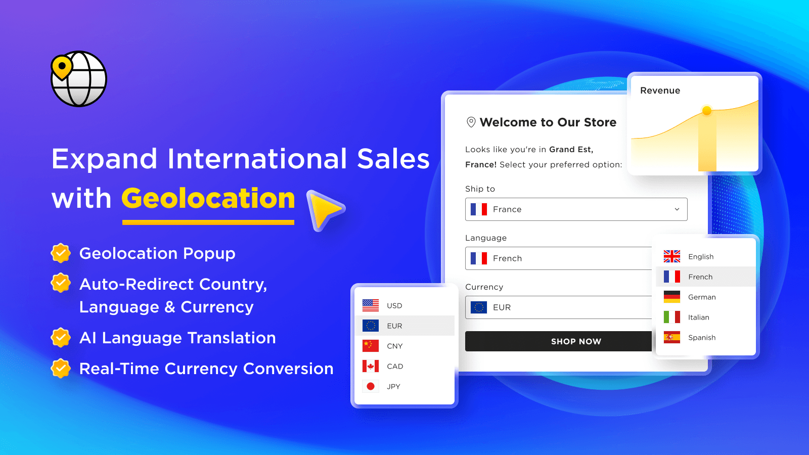 Geolocation ‑ GLC shown on its Shopify App Store listing.