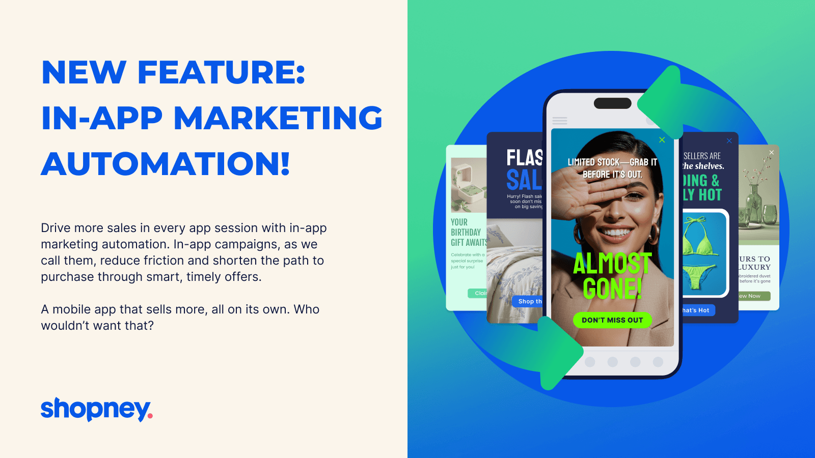 A Shopney native app with in-app live chat and a multi-language storefront.
