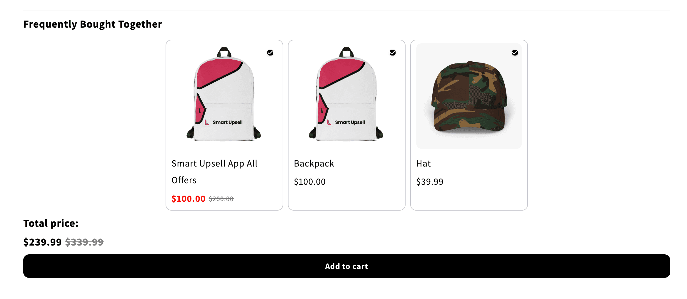 A frequently bought together row on a Shopify product page