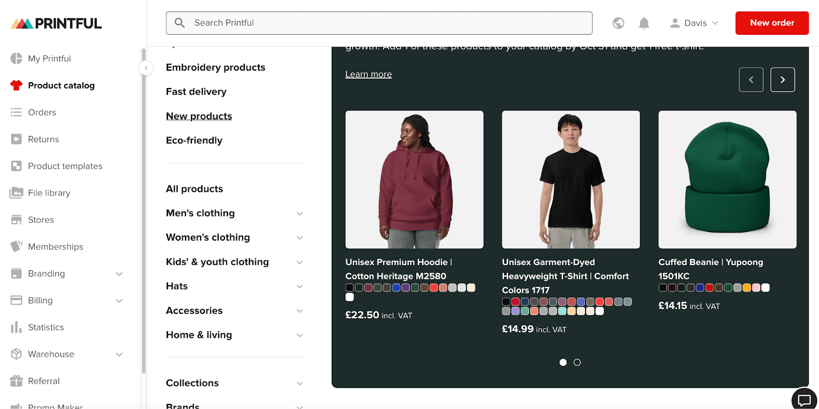 Printful dashboard and how to customise products
