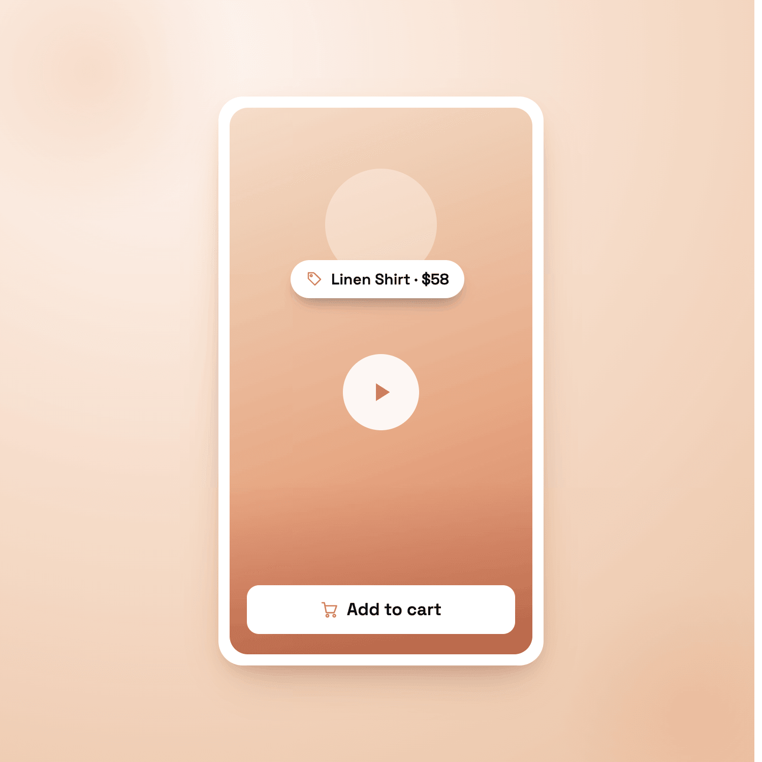 A product page on a phone with a product tag and an Add to cart button pinned to it.