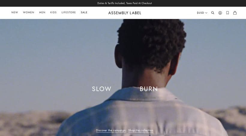 Assembly Label storefront, a client of The Working Party