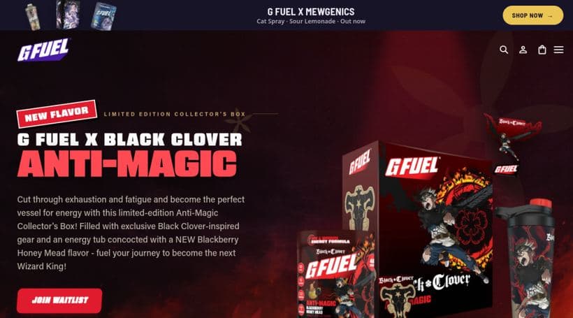 G FUEL storefront, a client of Blennd