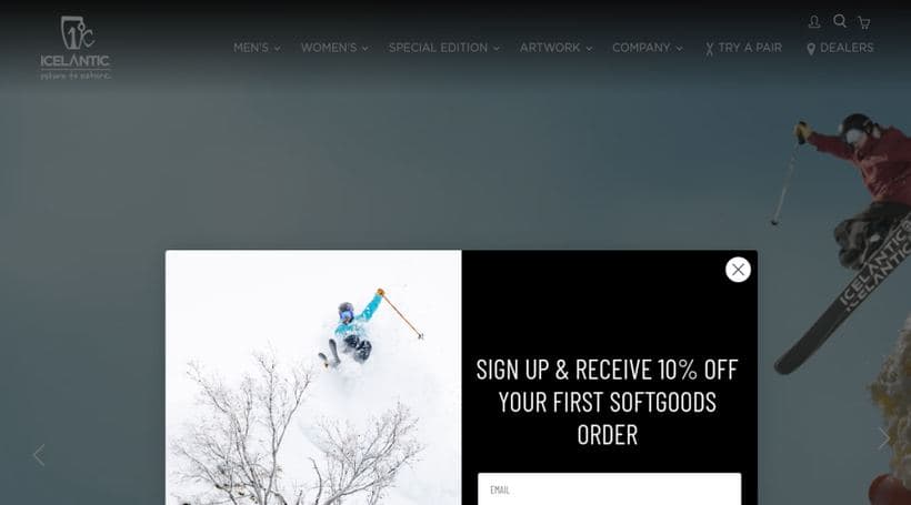 Icelantic Skis storefront, a client of Bowtie