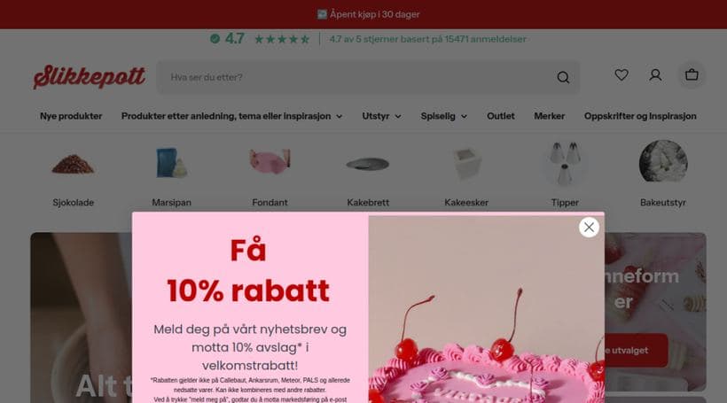 Slikkepott storefront, a client of Scandicommerce