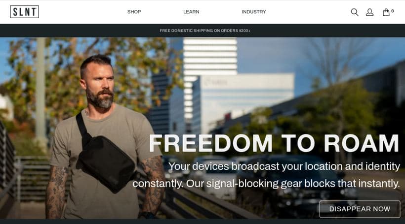 SLNT storefront, a client of Unrestrained Commerce