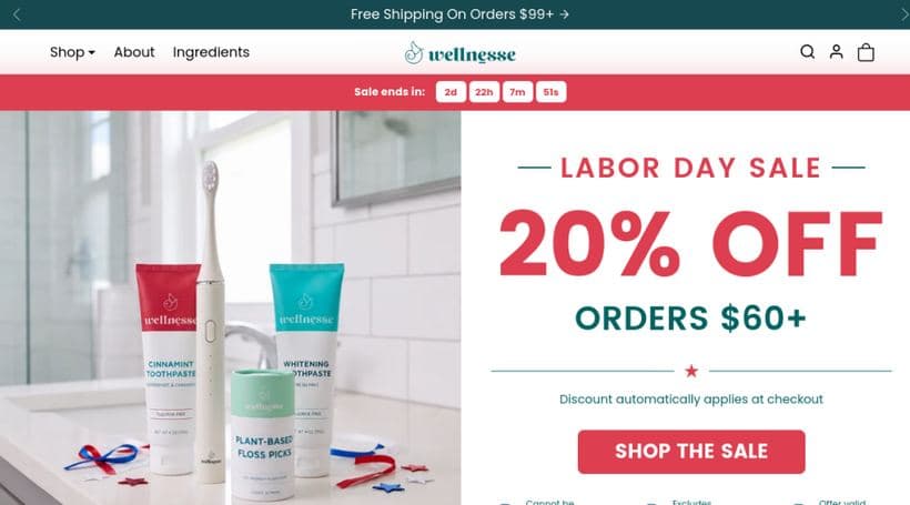 Wellnesse storefront, a client of ShopX Commerce