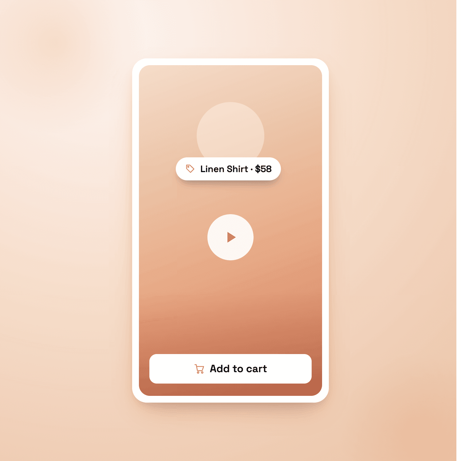A product page on a phone with a product tag and an Add to cart button pinned to it.