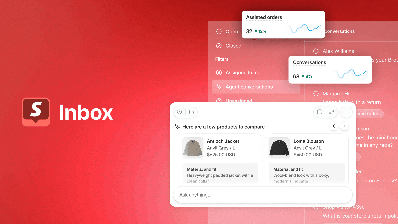 Shopify Inbox live chat, shown on its Shopify App Store listing.
