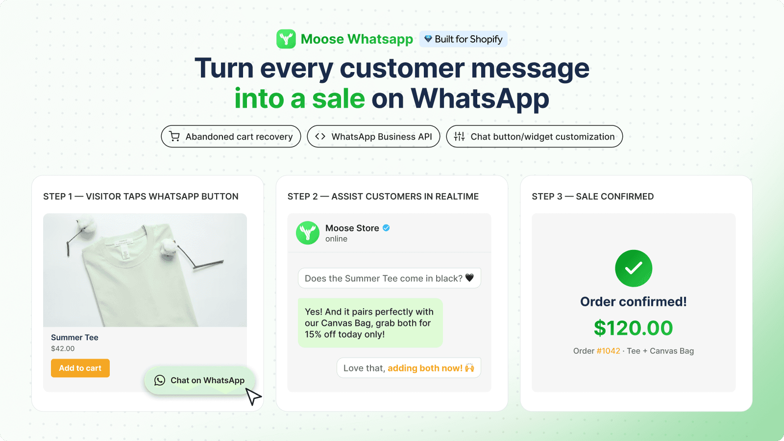 Moose shown on its Shopify App Store listing.