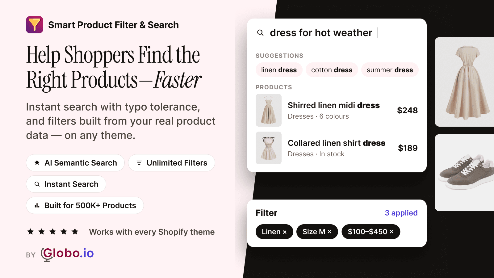 Smart Product Filter & Search shown on its Shopify App Store listing.