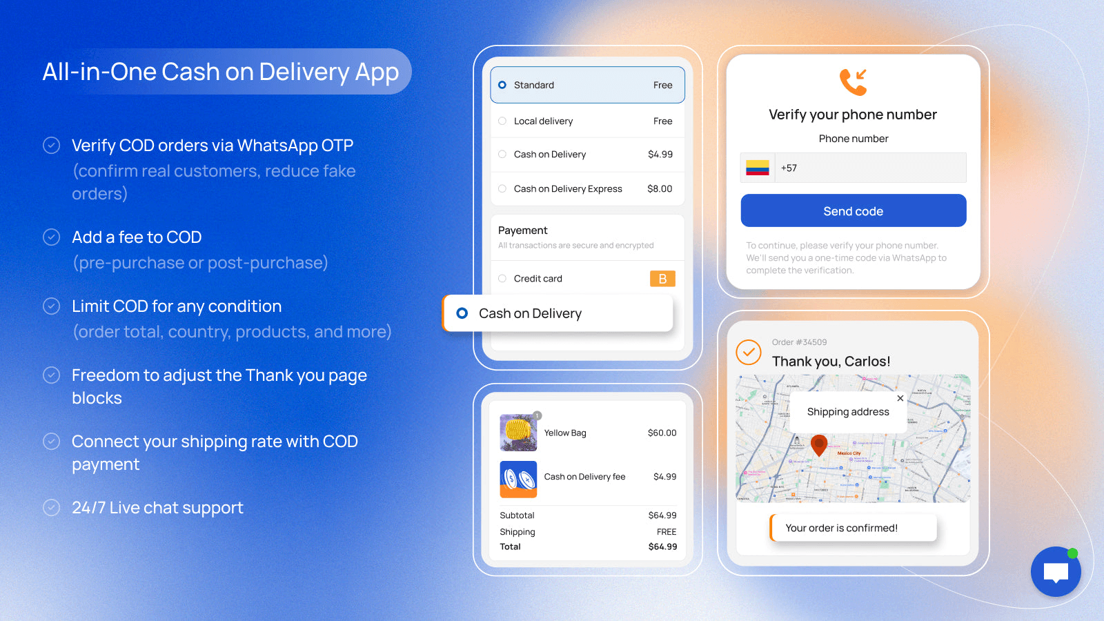 Releasit COD Fee & Partial Pay shown on its Shopify App Store listing.