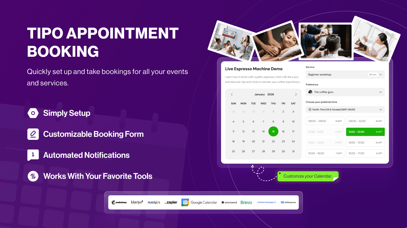 Tipo Appointment Booking shown on its Shopify App Store listing.