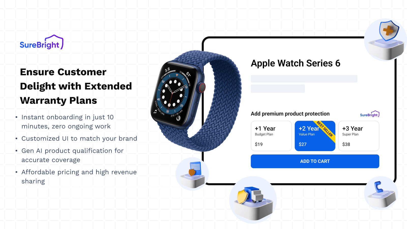 SureBright Product Protection shown on its Shopify App Store listing.