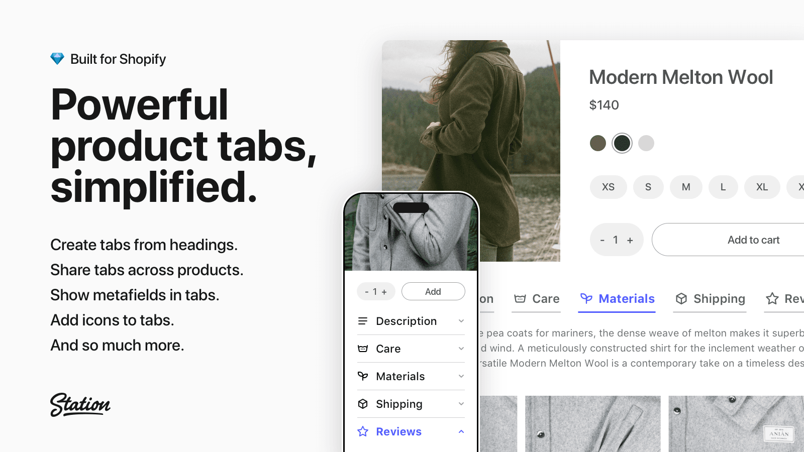 Tabs Studio shown on its Shopify App Store listing.