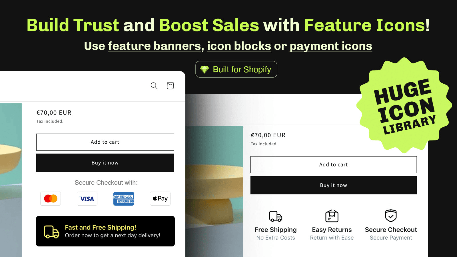 Essential Trust Badges & Icons shown on its Shopify App Store listing.