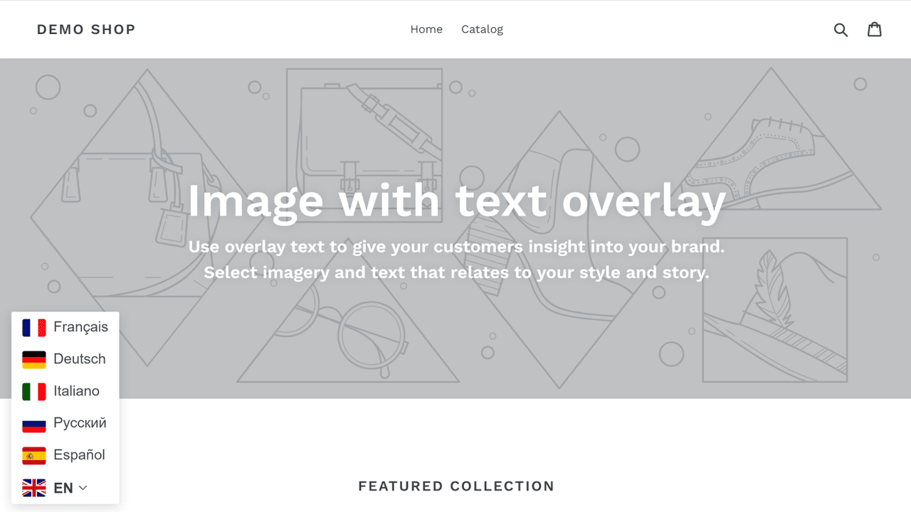 GTranslate translating a Shopify store into multiple languages.