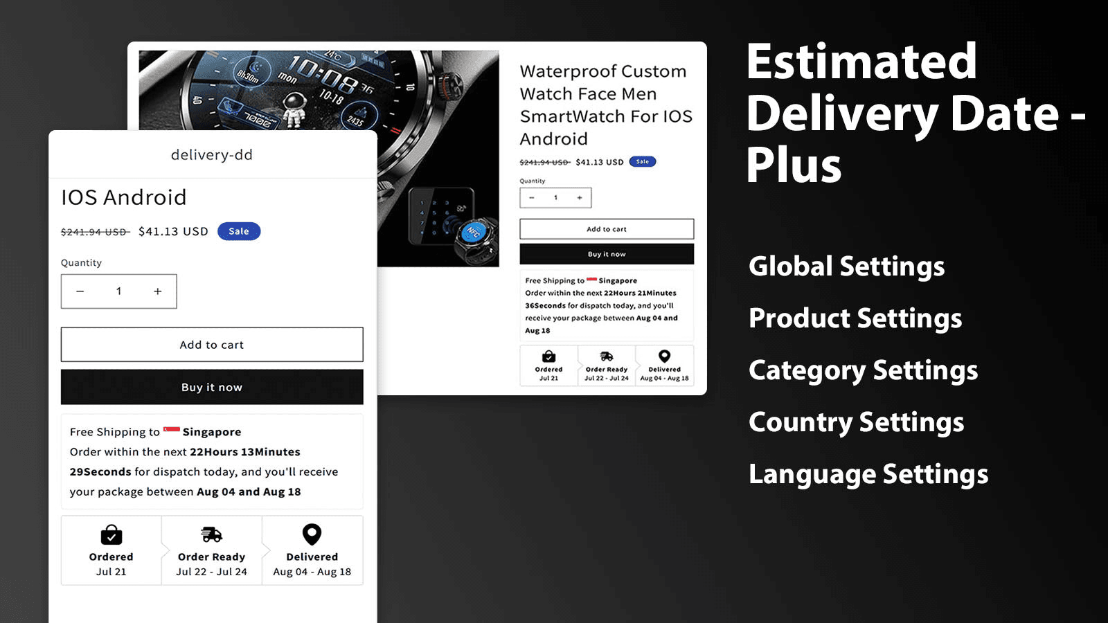 Estimated Delivery Date Plus shown on its Shopify App Store listing.
