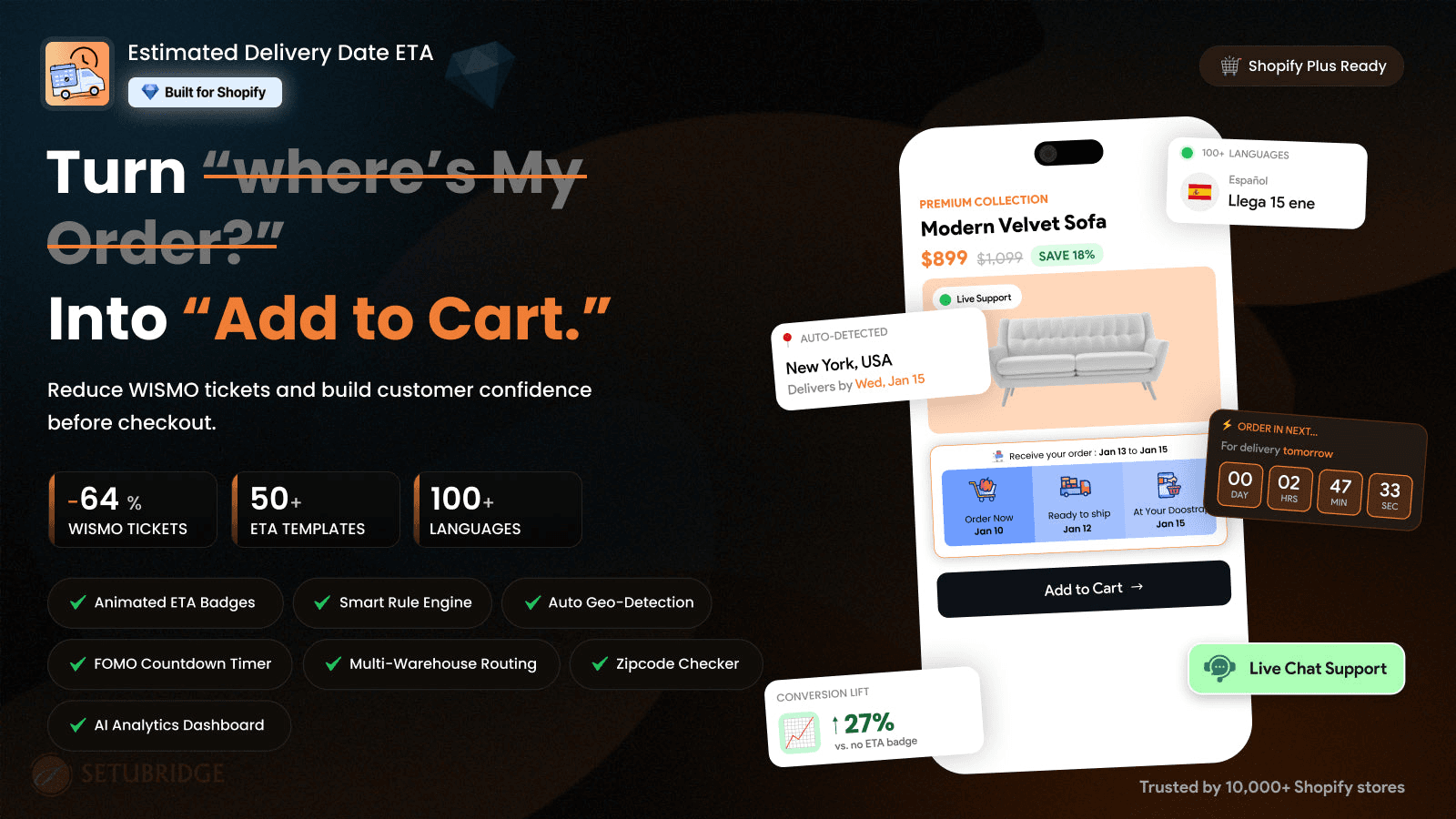 ETAs ‐ Estimated Delivery Date shown on its Shopify App Store listing.