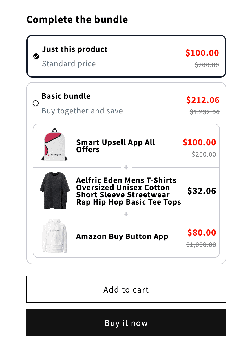 A product bundle shown on a live Shopify product page