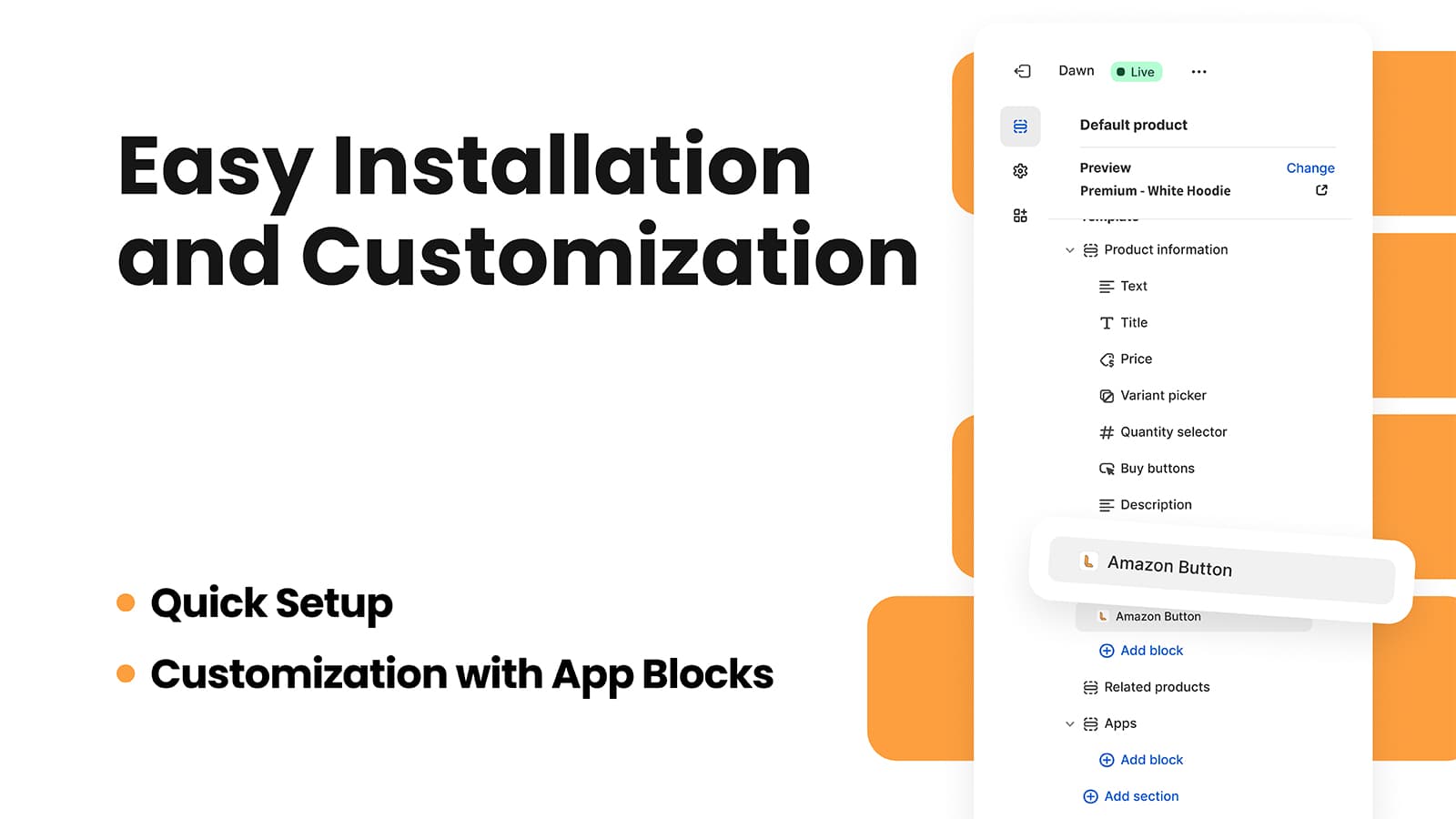 customize libautech amazon buy button app in shopify theme editor